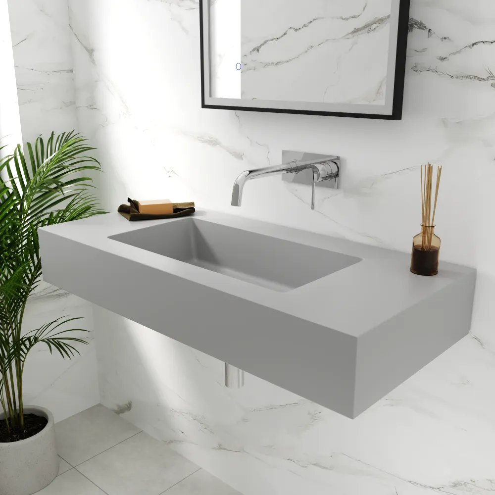 Lavabo sospeso in marmoresina 120cm grigio opaco | Koro Lavabo sospeso in marmoresina 120cm grigio opaco | Koro