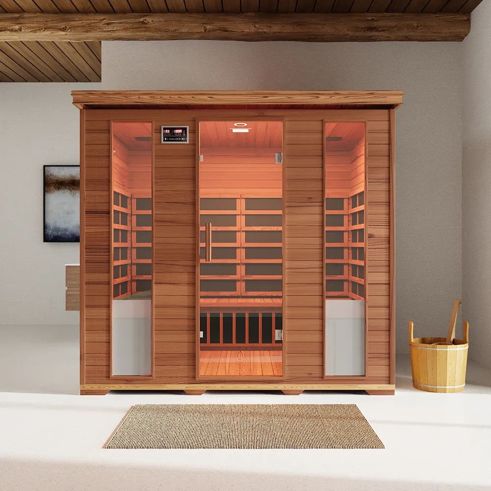 Sauna ad infrarossi 160x210 cm H195 in legno di cedro con radio integrata | Porvoo Sauna ad infrarossi 160x210 cm H195 in legno di cedro con radio integrata | Porvoo