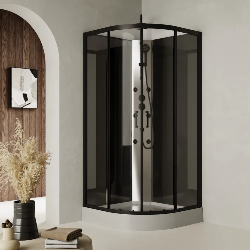 Cabina doccia idromassaggio semicircolare 90x90 cm multifunzione h225cm | Ikaria Cabina doccia idromassaggio semicircolare 90x90 cm multifunzione h225cm | Ikaria