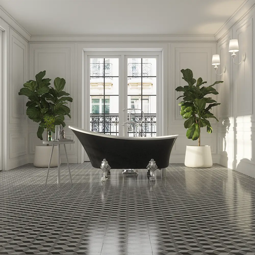 Vasca da bagno freestanding 176cm nero lucido piedi cromati Mod. Vittoria Vasca da bagno freestanding 176cm nero lucido piedi cromati Mod. Vittoria