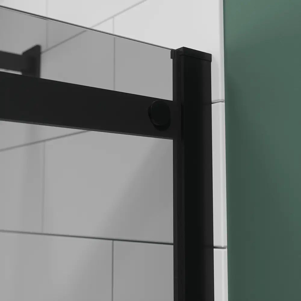 Box doccia 90x110 cm scorrevole vetro 8mm fumé profili nero opaco h195cm | Creta Box doccia 90x110 cm scorrevole vetro 8mm fumé profili nero opaco h195cm | Creta