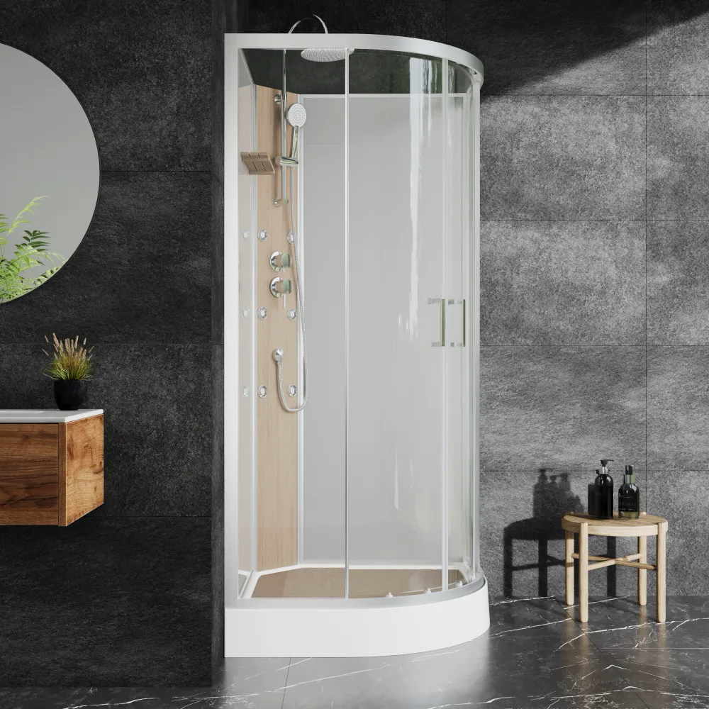 Cabina doccia idromassaggio semicircolare 90x90 cm multifunzione h225cm | Pag