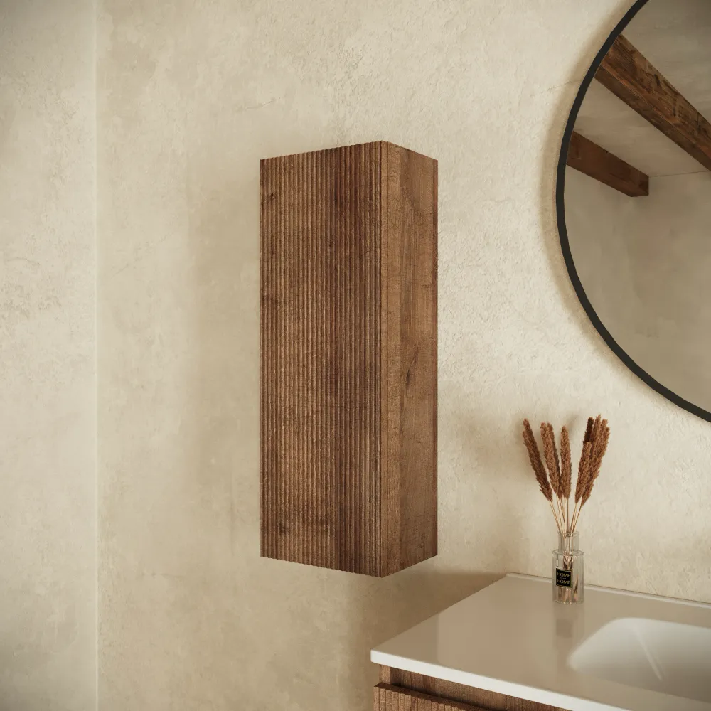 Colonna bagno sospesa cannettata 75cm rovere scuro reversibile | Pelion Colonna bagno sospesa cannettata 75cm rovere scuro reversibile | Pelion