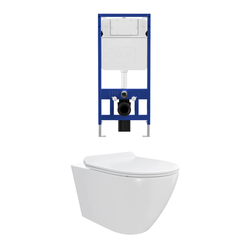 Kit WC sospeso e sistema di scarico da incasso mod. Sydney bianco lucido Kit WC sospeso e sistema di scarico da incasso mod. Sydney bianco lucido