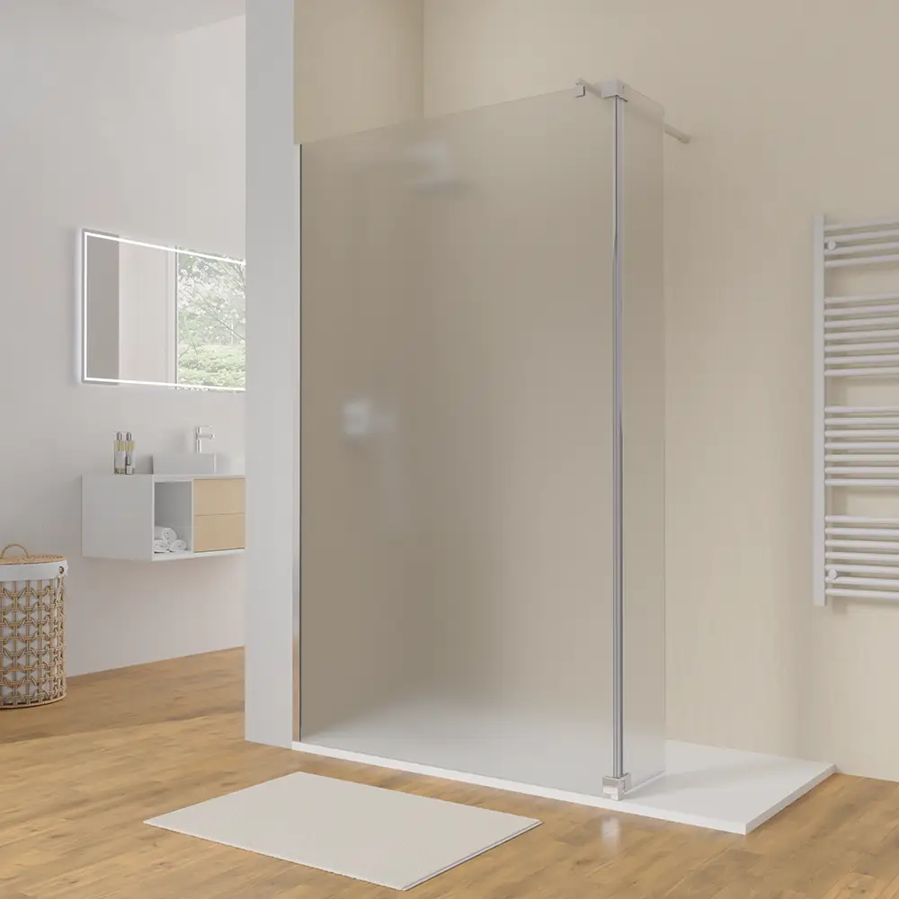 Doccia walk-in 150cm + anta 30cm vetro 8mm opaco profili cromo | Keros Doccia walk-in 150cm + anta 30cm vetro 8mm opaco profili cromo | Keros