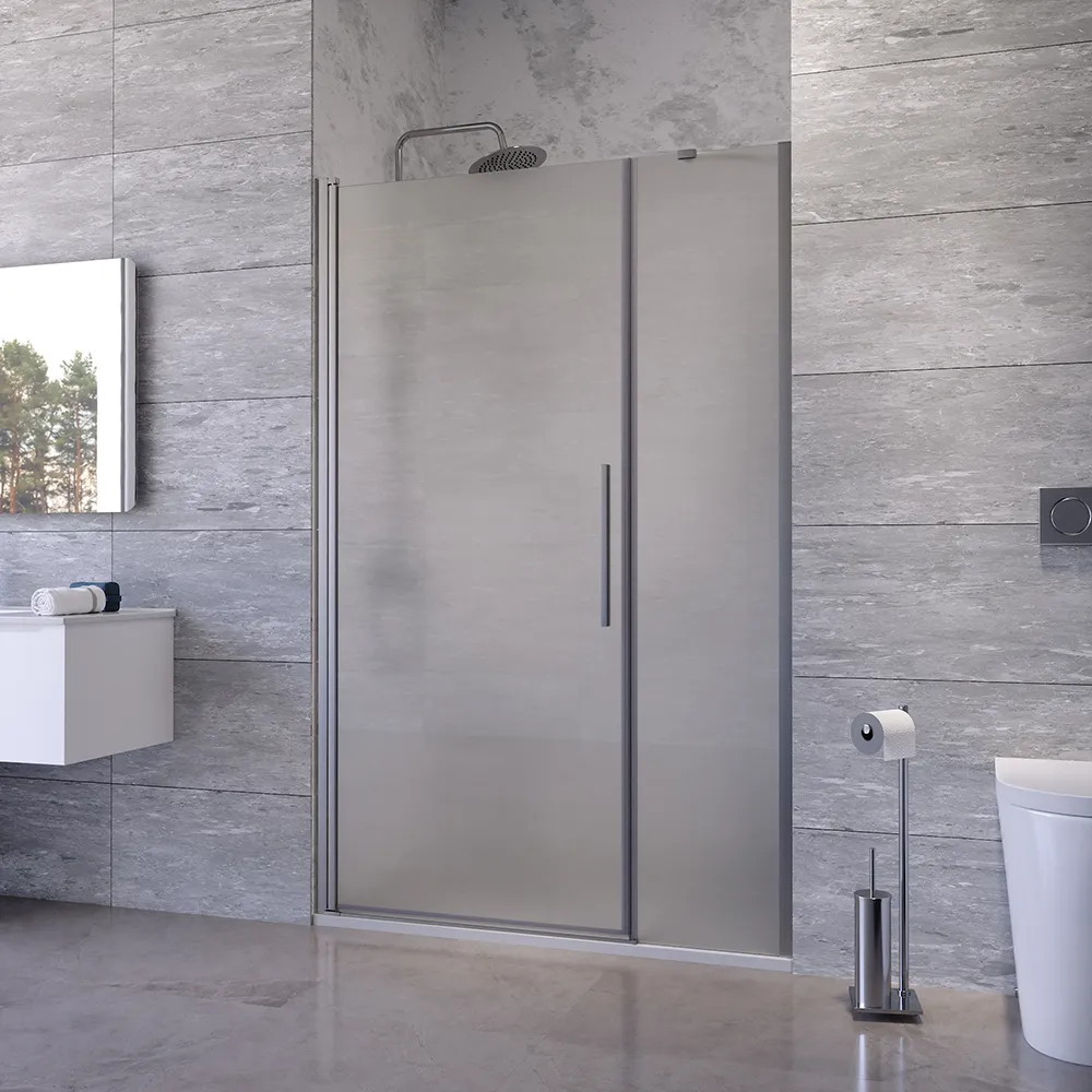 Porta doccia 106-110cm apertura a battente con profili cromati e vetro da 6mm opaco h195 | Elba Porta doccia 106-110cm apertura a battente con profili cromati e vetro da 6mm opaco h195 | Elba