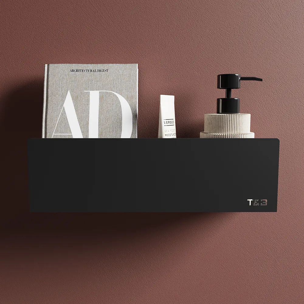 Mensola da bagno in alluminio Nero opaco, dimensioni 40 cm | Alta Mensola da bagno in alluminio Nero opaco, dimensioni 40 cm | Alta