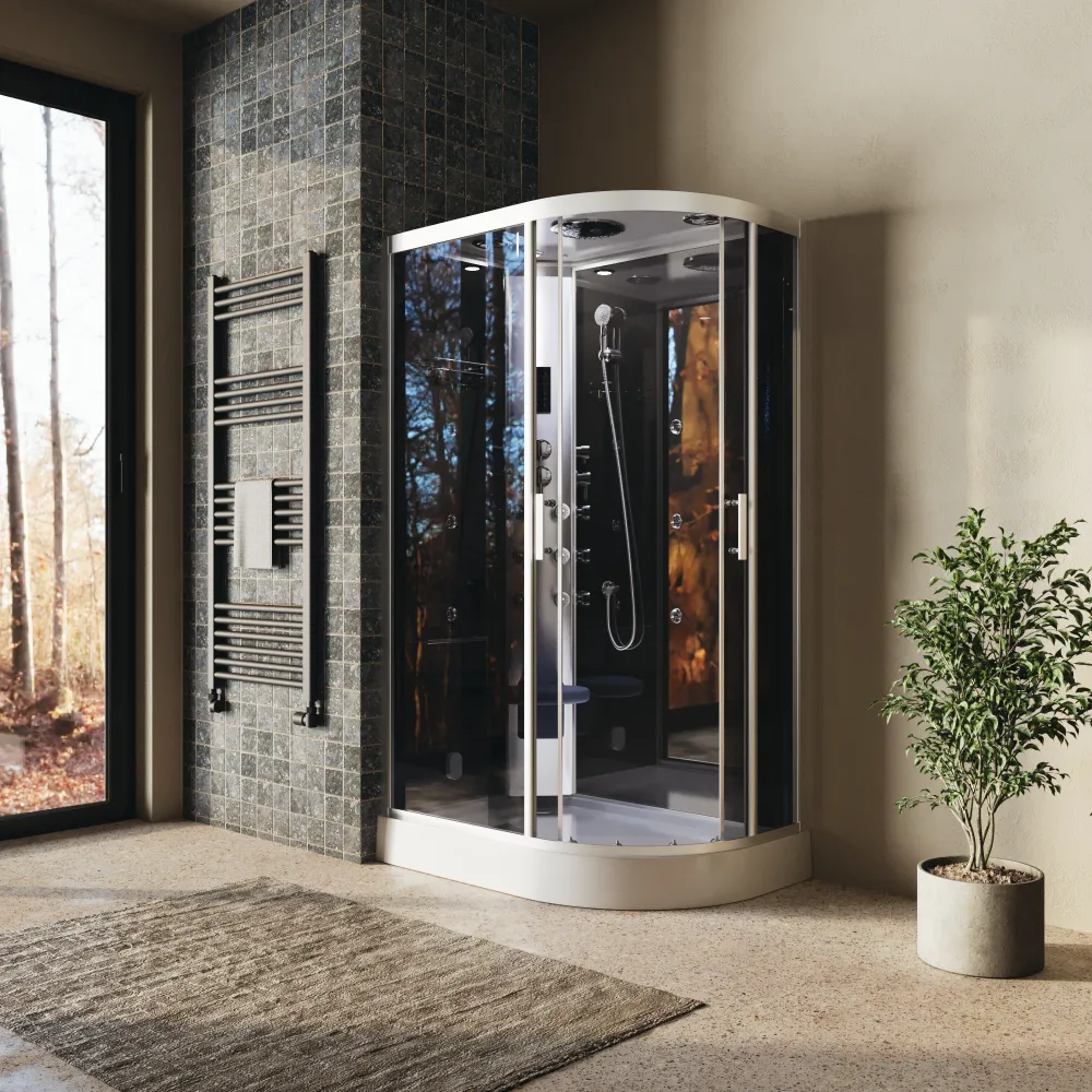 Cabina doccia idromassaggio 80x120 cm lato sinistro h215cm con bagno turco| Amorgos