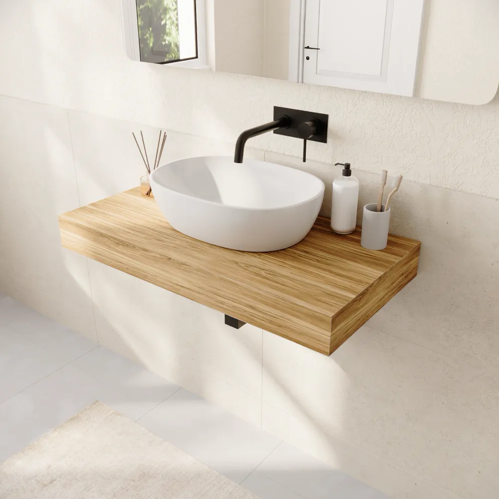 Mensola da bagno in hpl 100cm rovere miele | Baikal