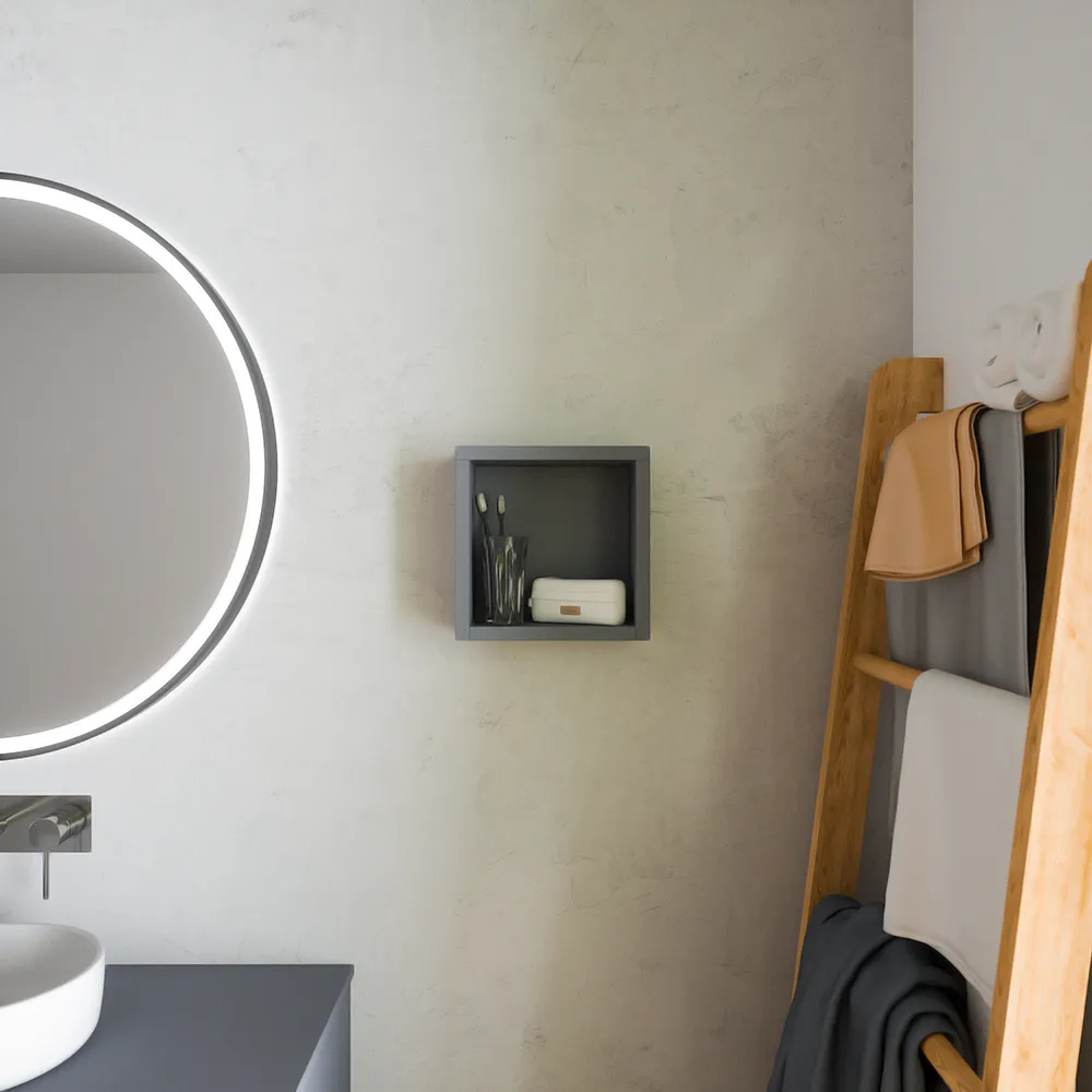 Pensile bagno sospeso a giorno 25x25cm color grigio opaco | Ardenne Pensile bagno sospeso a giorno 25x25cm color grigio opaco | Ardenne