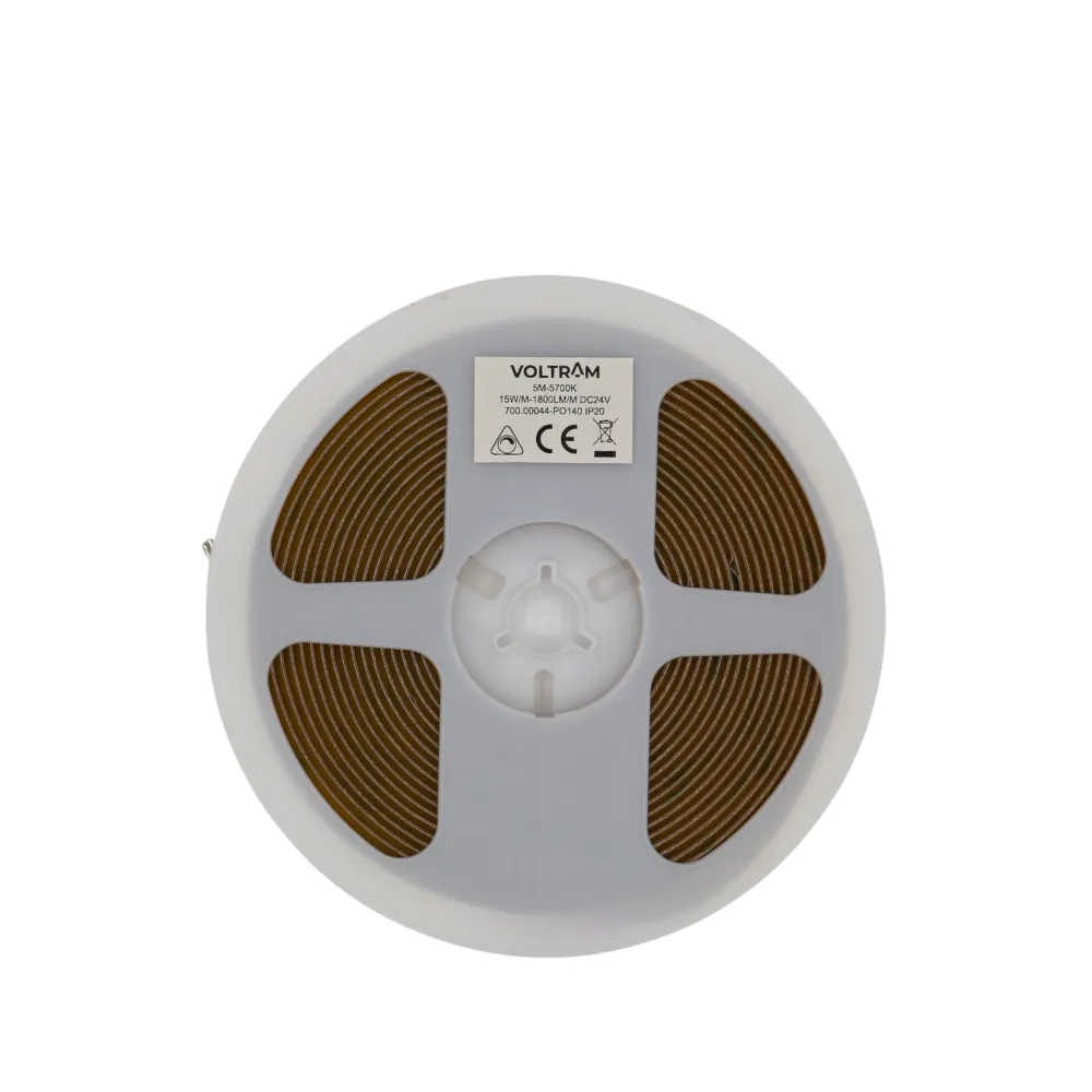 Striscia LED COB 24V 512LED/m 5m tagliabile ogni 3,125cm 15W/m luce calda 2700K