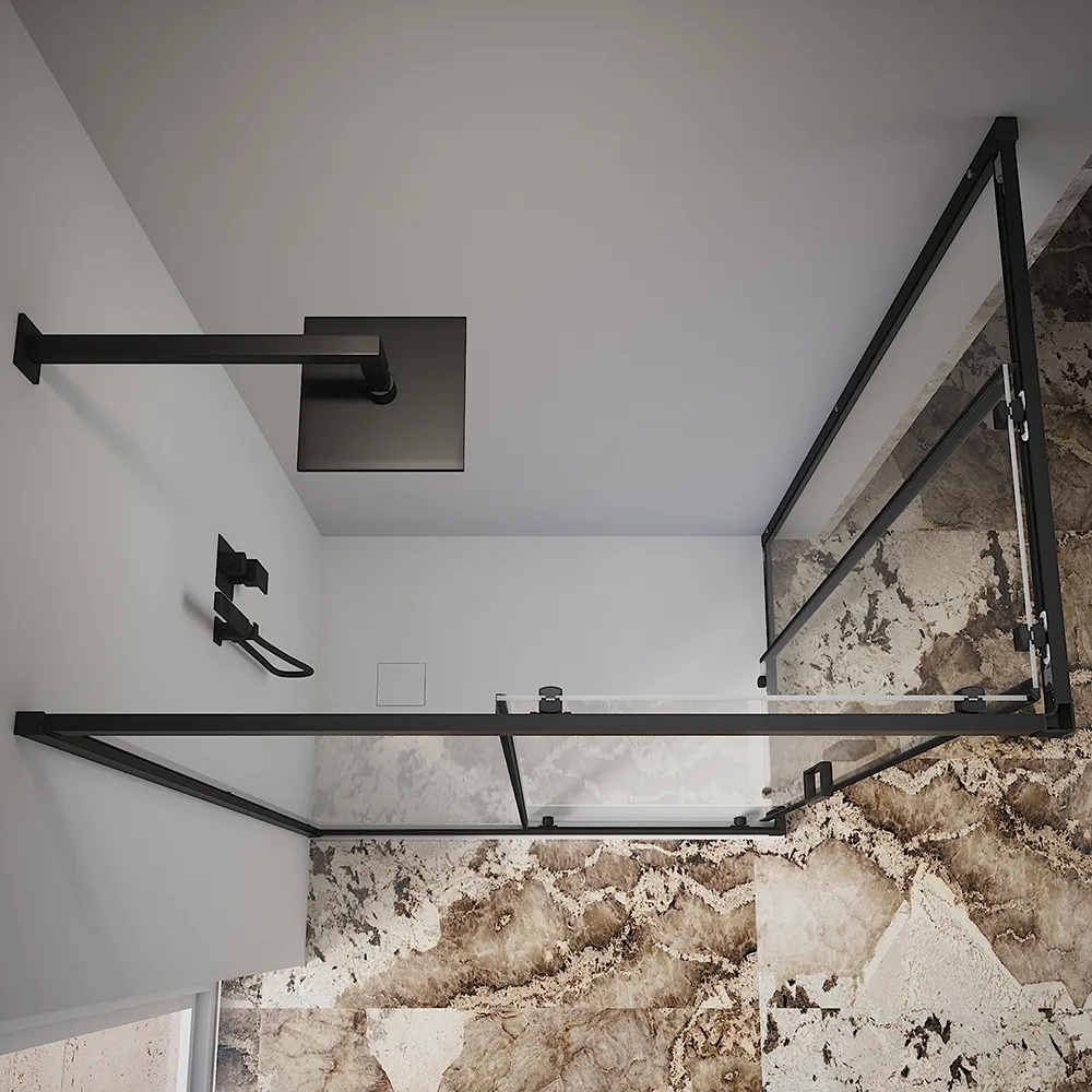 Box doccia 70x100 cm angolare scorrevole profili nero opaco vetro 6mm trasparente h185 | Tonga Box doccia 70x100 cm angolare scorrevole profili nero opaco vetro 6mm trasparente h185 | Tonga