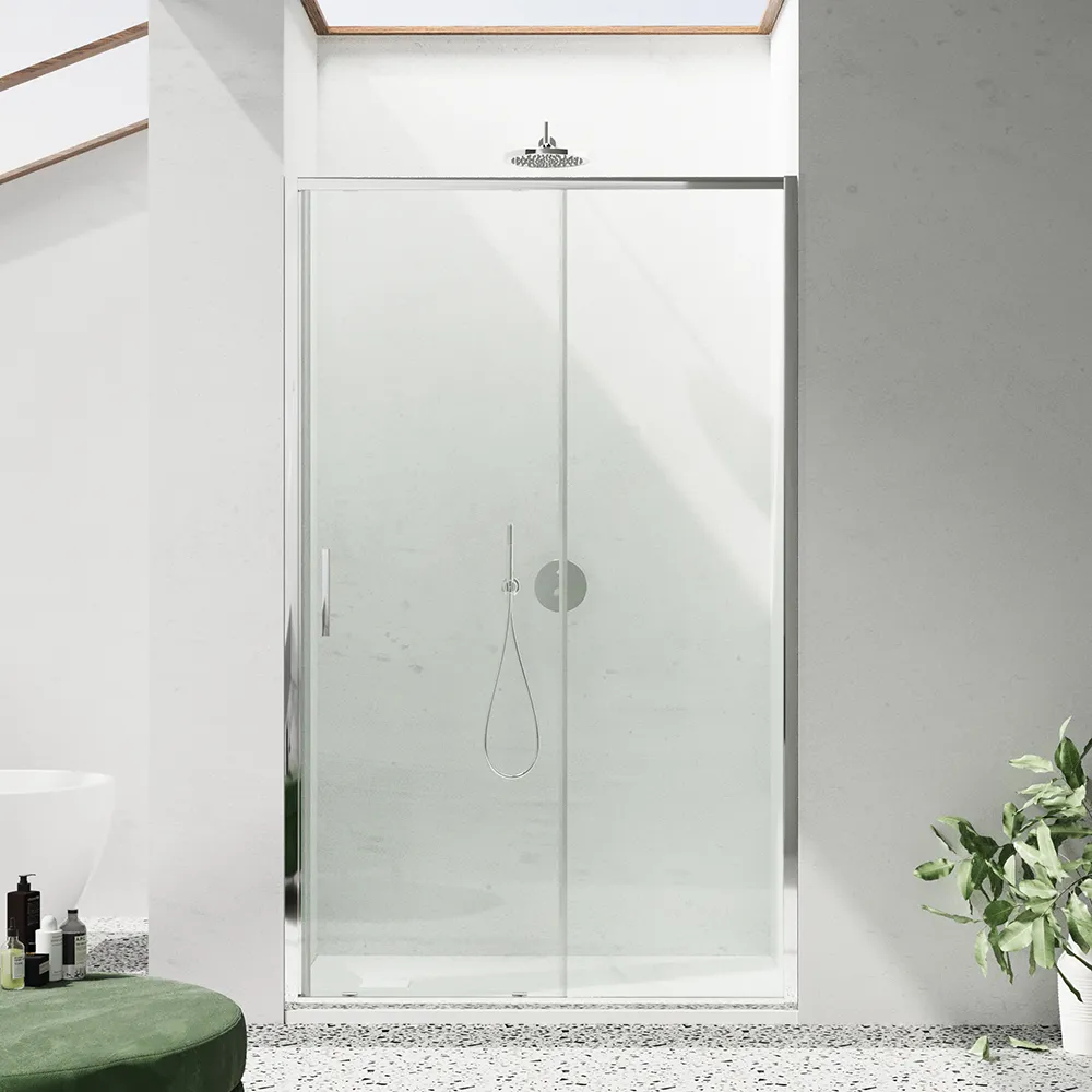 Porta doccia 140cm profili slim cromati vetro 6mm trasparente h190 | Portofino Porta doccia 140cm profili slim cromati vetro 6mm trasparente h190 | Portofino