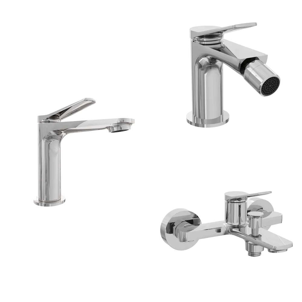 Set miscelatori: lavabo bidet senza scarico ed esterno vasca a muro cromato | Anne Set miscelatori: lavabo bidet senza scarico ed esterno vasca a muro cromato | Anne