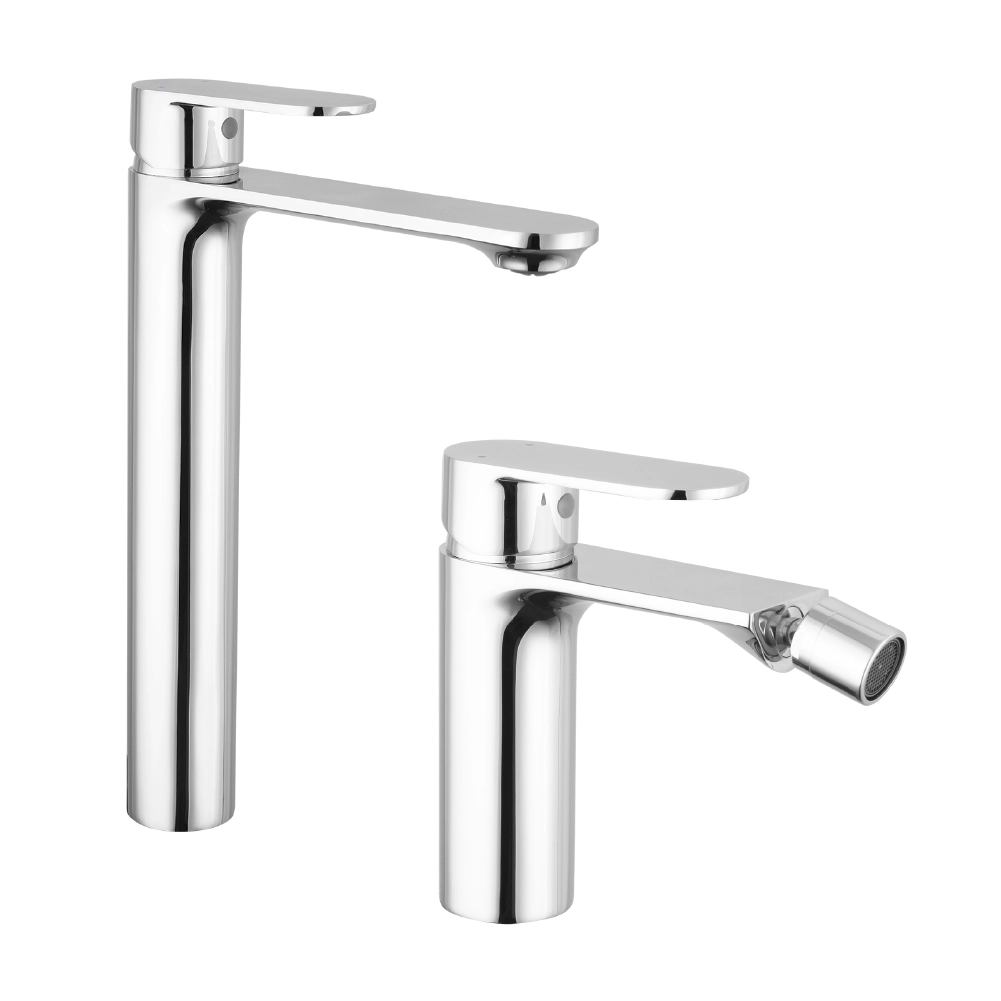Coppia miscelatori lavabo alto bidet senza scarico cromato | Kerry Coppia miscelatori lavabo alto bidet senza scarico cromato | Kerry
