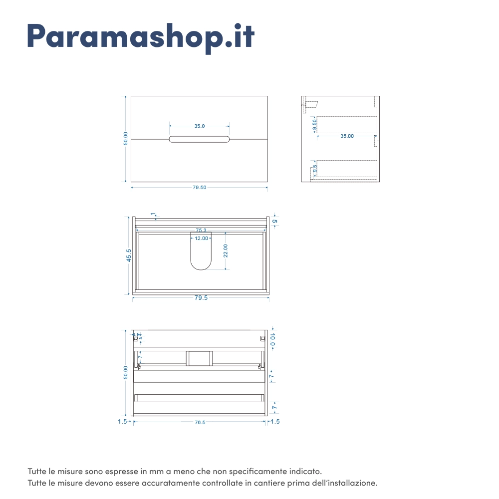 Scheda tecnica mobile bagno sospeso mod. Alberta 80cm - Parama Scheda tecnica mobile bagno sospeso mod. Alberta 80cm - Parama