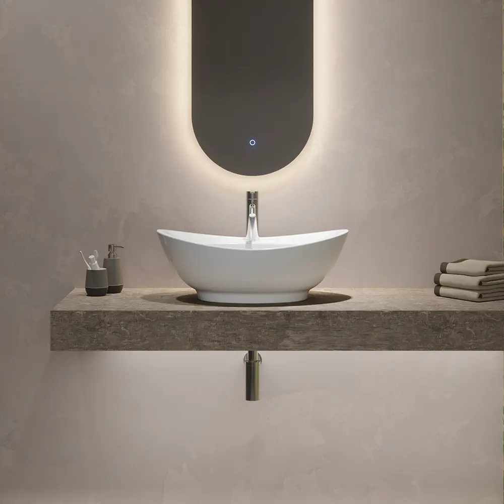 Lavabo da appoggio ovale con troppopieno 59x40x22 cm Bianco Lavabo da appoggio ovale con troppopieno 59x40x22 cm Bianco