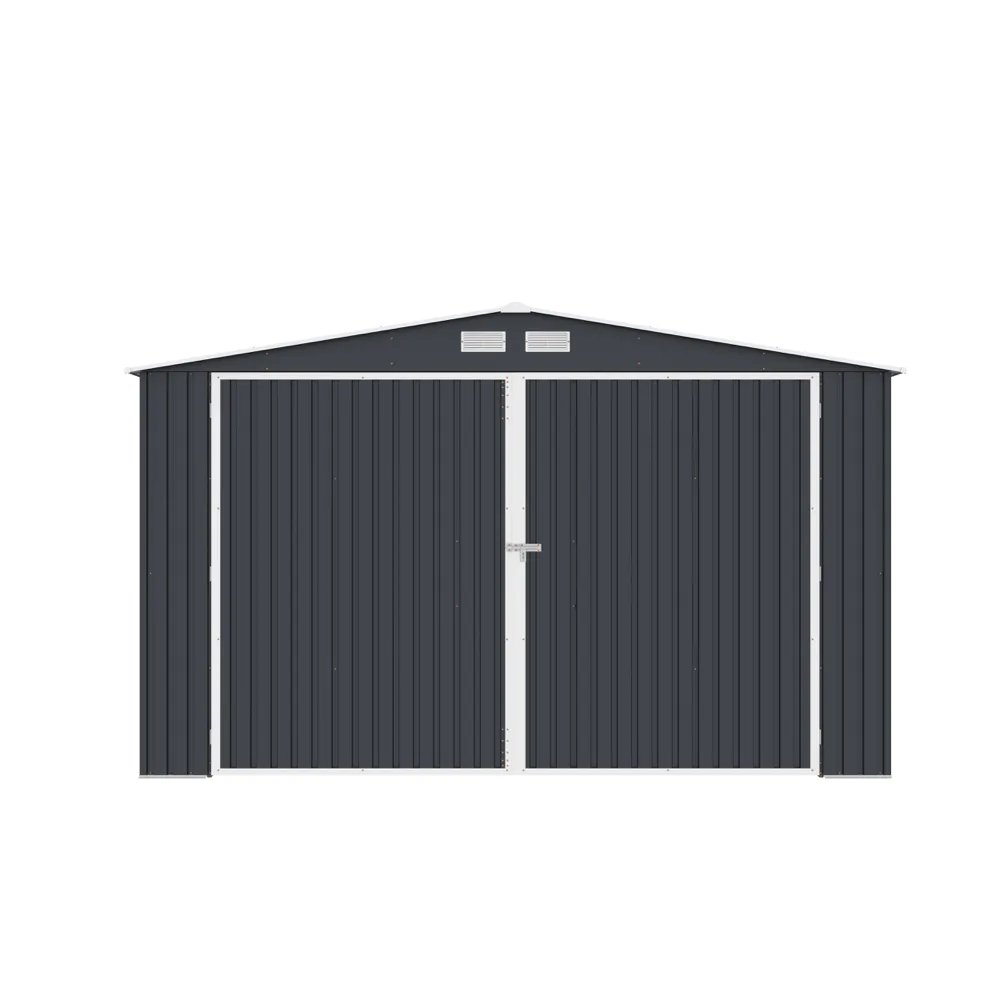 Garage per auto in acciaio zincato 380x540xh232 cm con porta a battente grigio scuro - 20,5mq