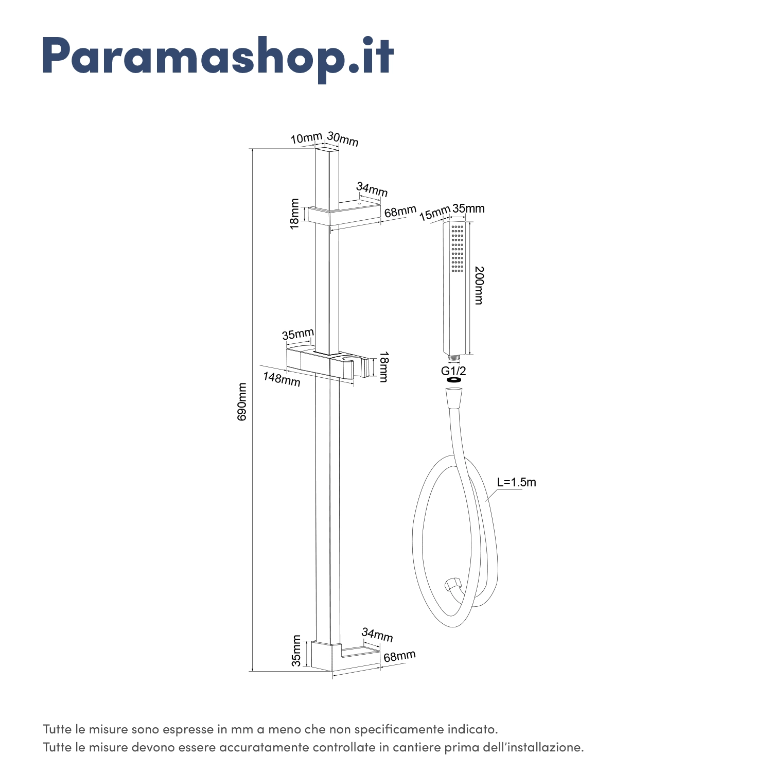 Saliscendi ottone cromato con doccino e flessibile pvc 150 cm | Lambro Saliscendi ottone cromato con doccino e flessibile pvc 150 cm | Lambro