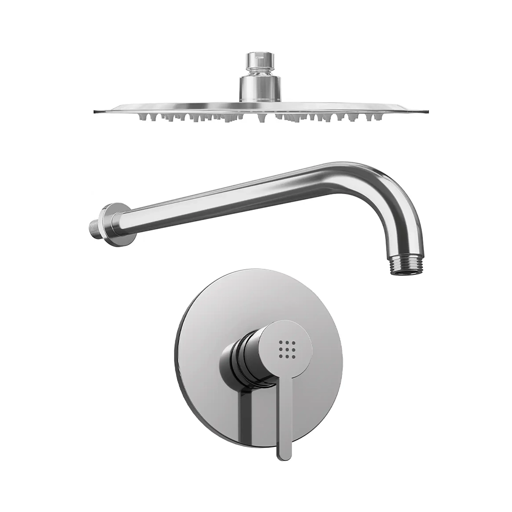 Set doccia cromato - Miscelatore incasso Virna con braccio e soffione slim 20 cm Set doccia cromato - Miscelatore incasso Virna con braccio e soffione slim 20 cm