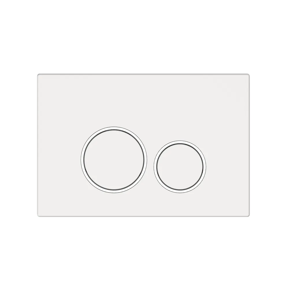Placca di scarico doppio tasto in ABS bianco opaco e cromato Placca di scarico doppio tasto in ABS bianco opaco e cromato