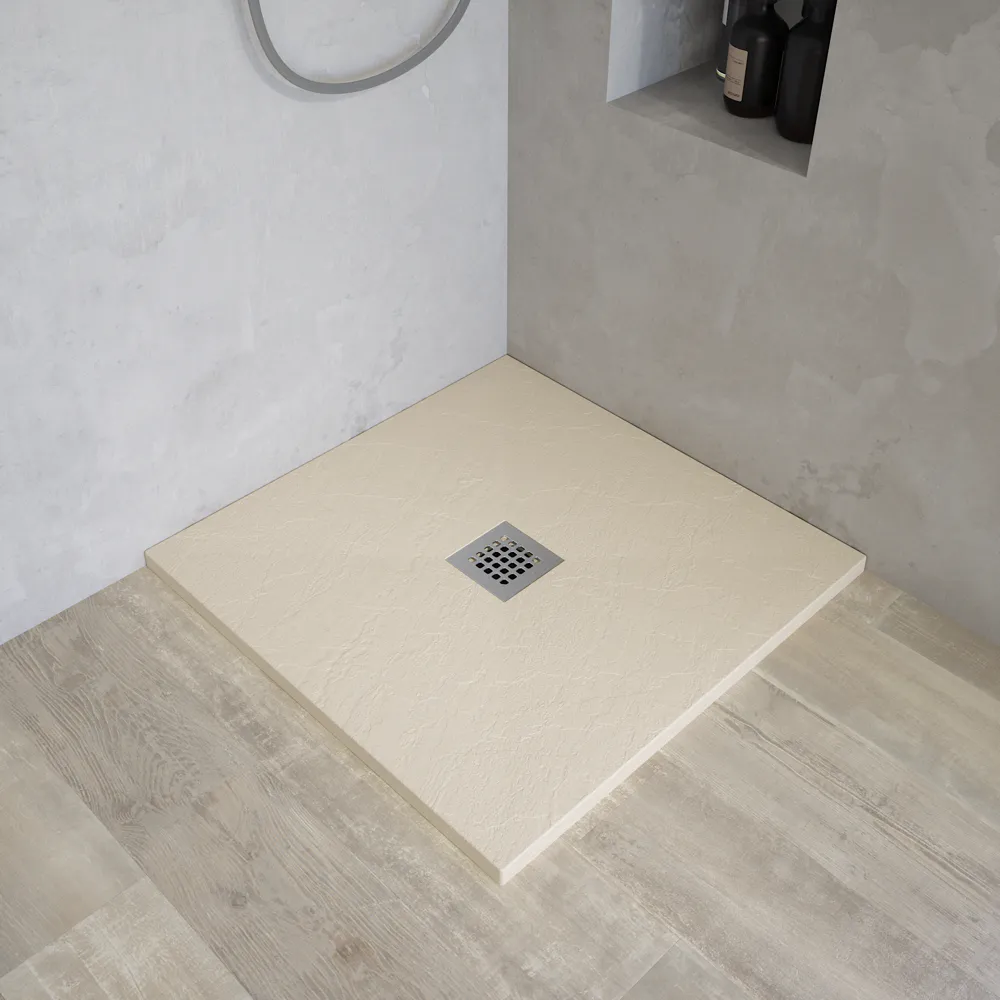 Piatto doccia quadrato 90x90 cm in marmoresina avorio effetto pietra h3 cm | Milos