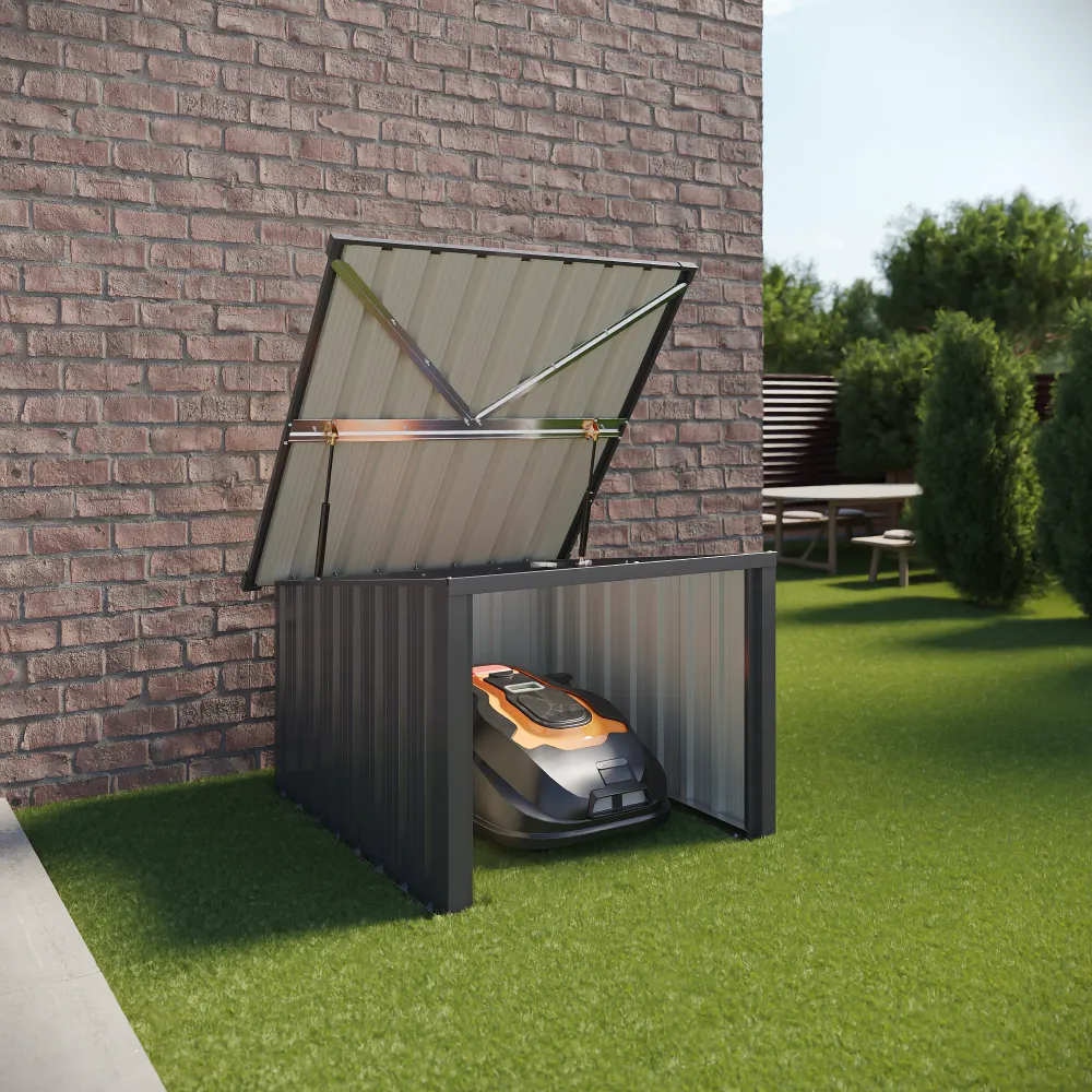 Garage per tosaerba in acciaio zincato nero 90,5x89x62/51cm