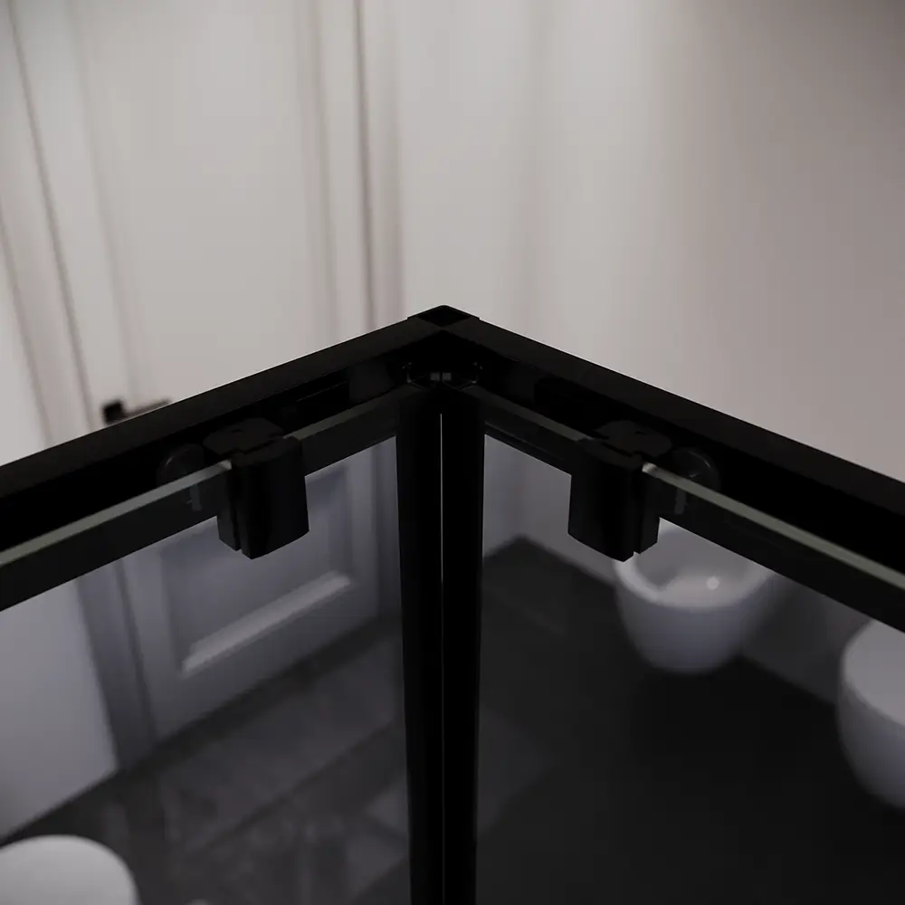 Dettaglio sistema apertura scorrevole box doccia Java vetro temperato fume Dettaglio sistema apertura scorrevole box doccia Java vetro temperato fume