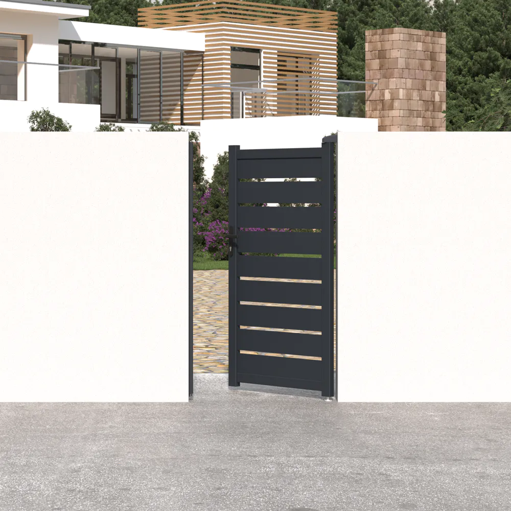 Cancello in alluminio pedonale porta singola a battente 100x176cm grigio freddo