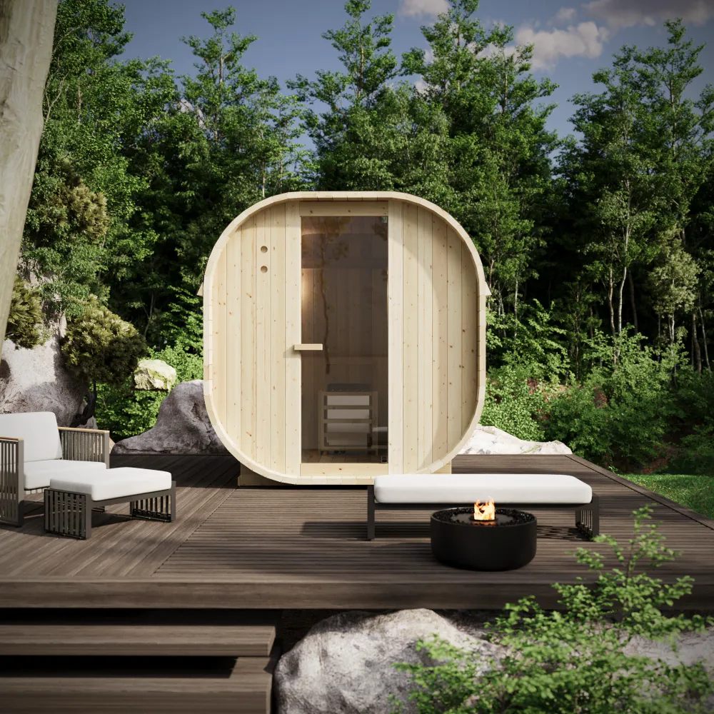 Sauna finlandese da esterno 4 persone 185x180cm h194 in legno di abete | Kota Sauna finlandese da esterno 4 persone 185x180cm h194 in legno di abete | Kota