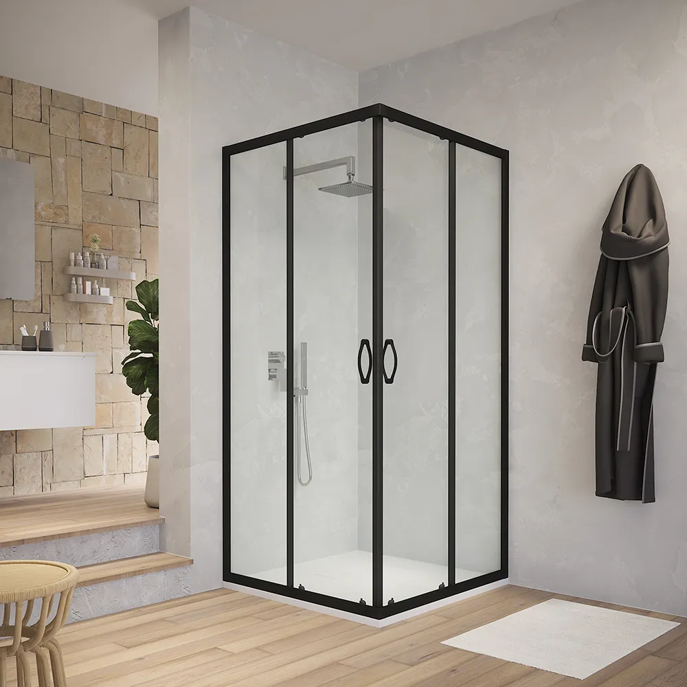 Box doccia angolare 70x70 cm trasparente 4 mm profili neri | Willis Box doccia angolare 70x70 cm trasparente 4 mm profili neri | Willis