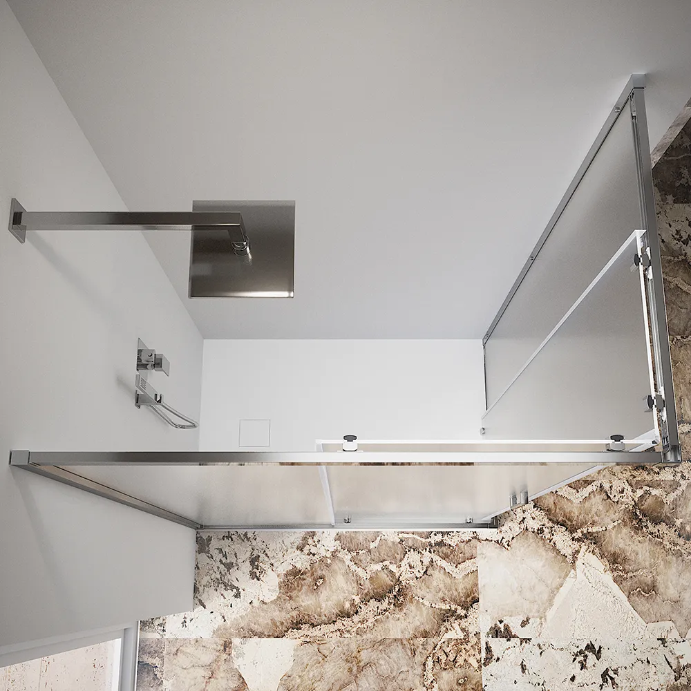 Box doccia 80x120 cm angolare scorrevole profili cromati vetro 6mm stampato h185 | Tonga Box doccia 80x120 cm angolare scorrevole profili cromati vetro 6mm stampato h185 | Tonga