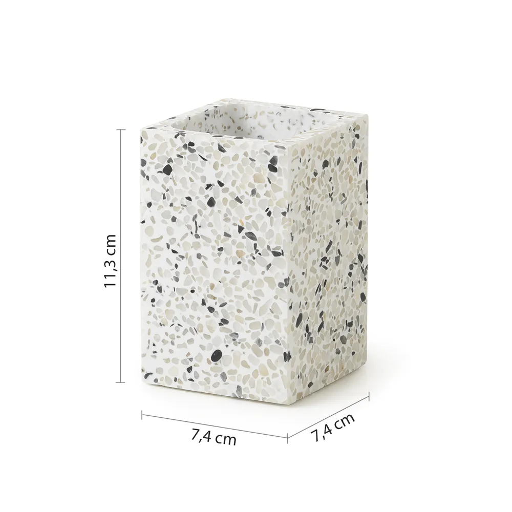 Portaspazzolini Gedy graniglia di marmo bianco e nero | Zoe