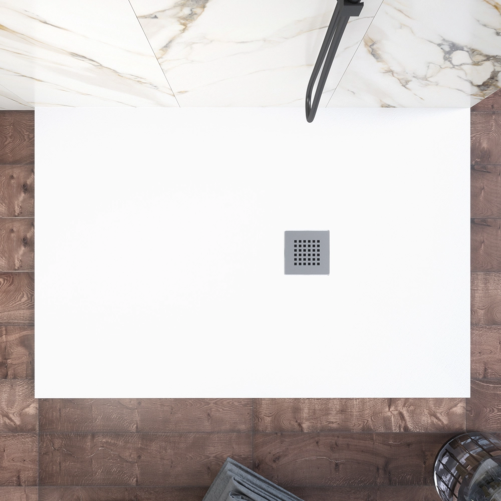 Piatto doccia 80x120cm in marmoresina bianco effetto pietra | Kos Piatto doccia 80x120cm in marmoresina bianco effetto pietra | Kos