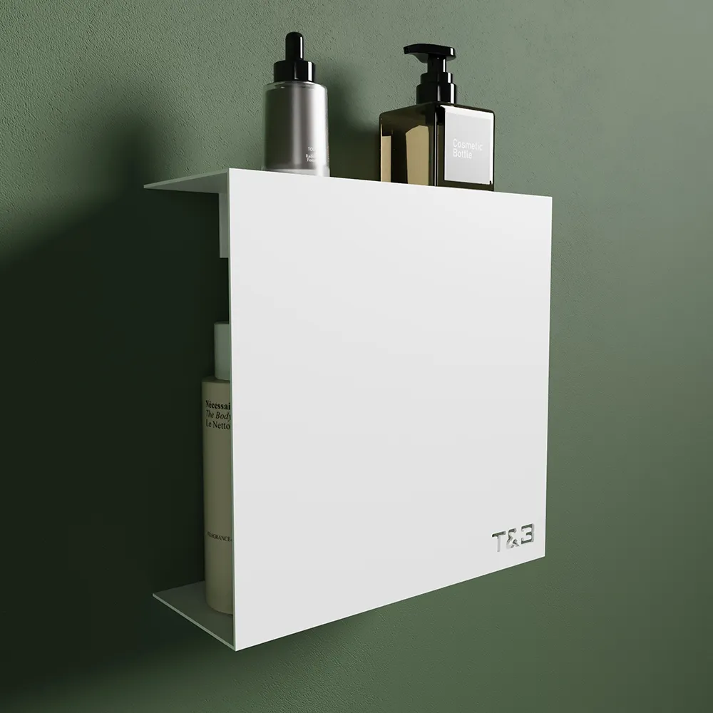 Mensola da doccia portaoggetti in alluminio bianco opaco 25x25 cm | Flam Mensola da doccia portaoggetti in alluminio bianco opaco 25x25 cm | Flam