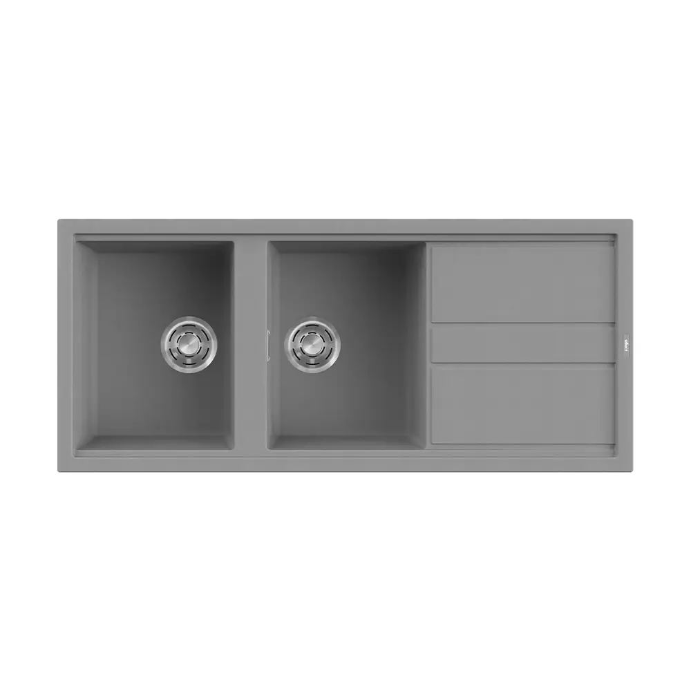 Elleci lavello da cucina 2 vasche con gocciolatoio 116x51cm in granitek cemento installazione sopratop | Best 500 Elleci lavello da cucina 2 vasche con gocciolatoio 116x51cm in granitek cemento installazione sopratop | Best 500