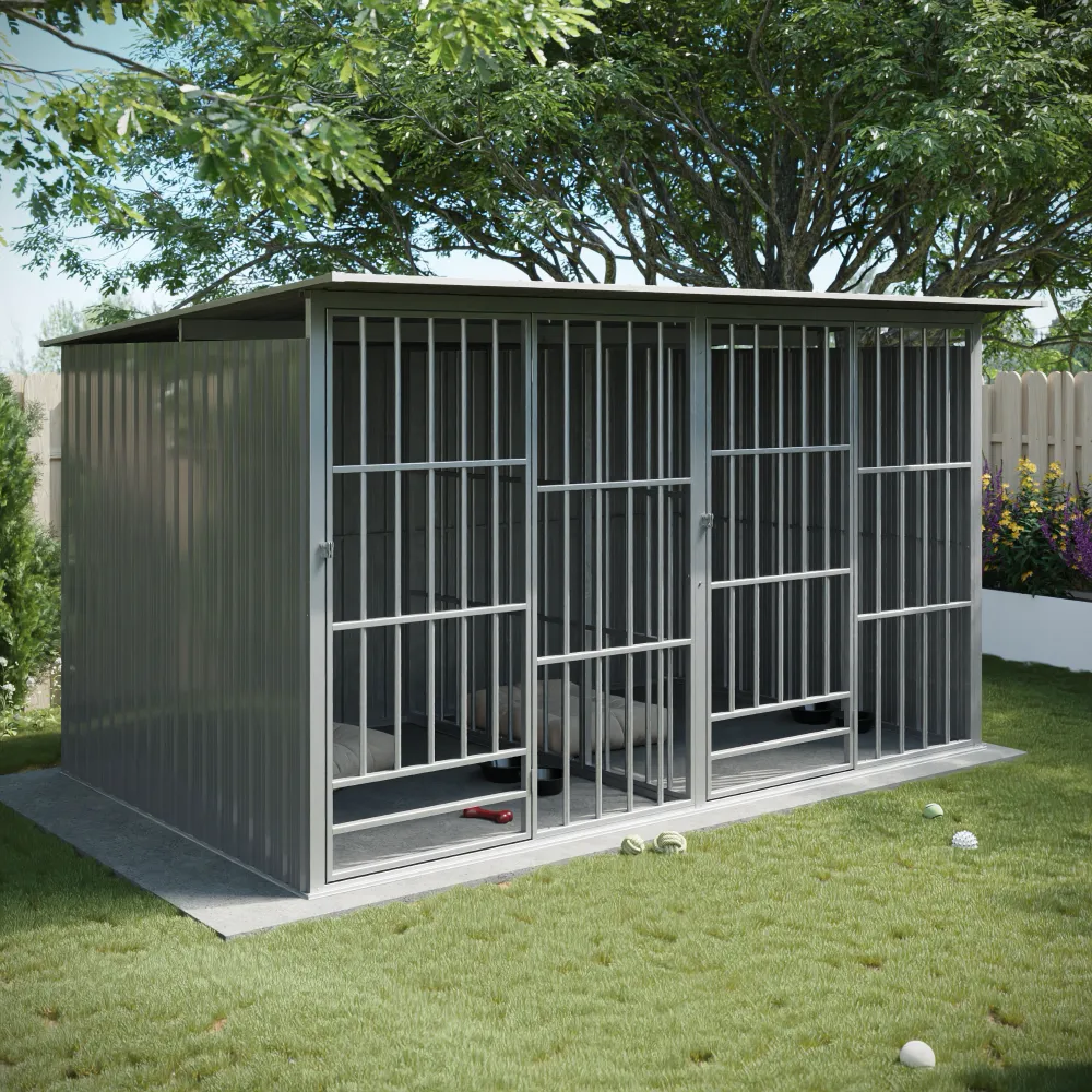Box per cani in acciaio zincato 323x221x179,8cm colore grigio Box per cani in acciaio zincato 323x221x179,8cm colore grigio