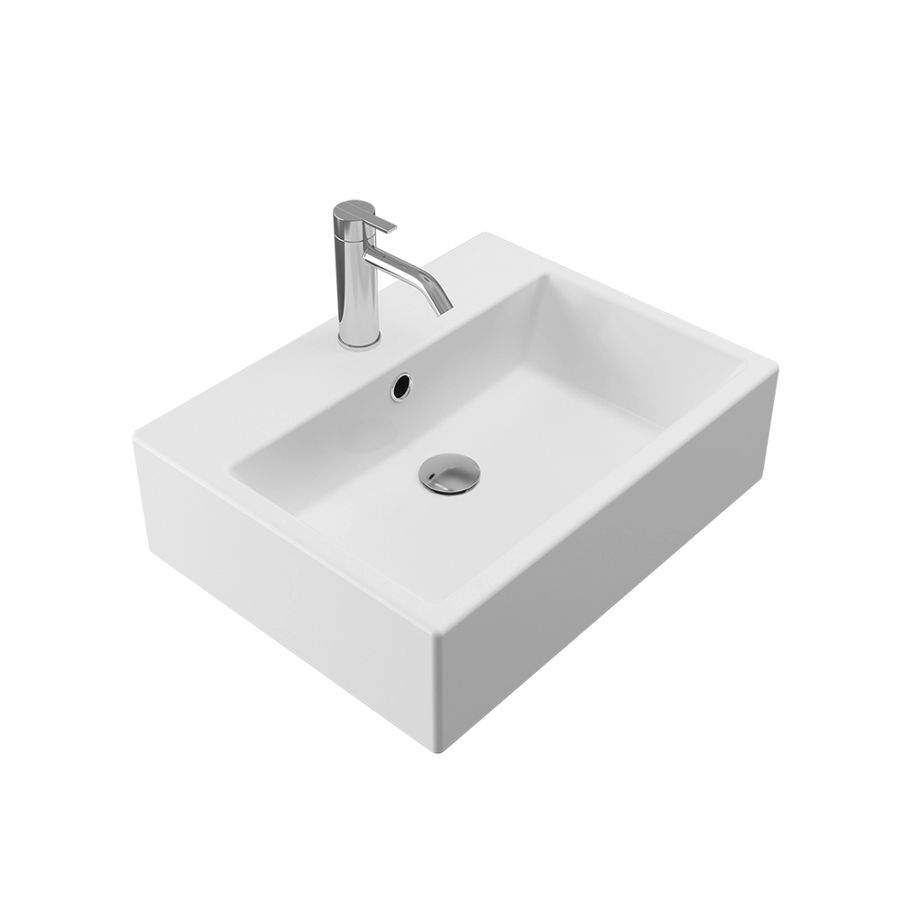 Lavabo da appoggio rettangolare con troppopieno 53x41x15 cm Bianco Lavabo da appoggio rettangolare con troppopieno 53x41x15 cm Bianco