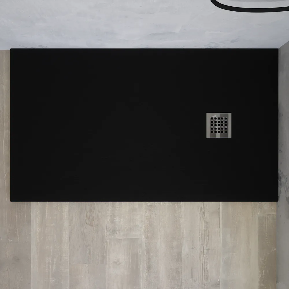 Piatto doccia rettangolare 90x120 cm in marmoresina nero effetto pietra h3 cm | Milos
