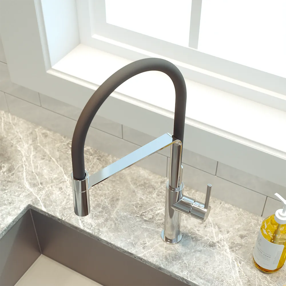 Miscelatore lavello cucina cromato girevole con tubo siliconico estraibile | Chili Miscelatore lavello cucina cromato girevole con tubo siliconico estraibile | Chili