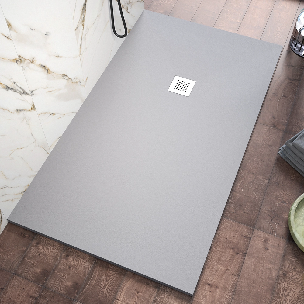 Piatto doccia 90x120cm in marmoresina grigio effetto pietra | Kos Piatto doccia 90x120cm in marmoresina grigio effetto pietra | Kos