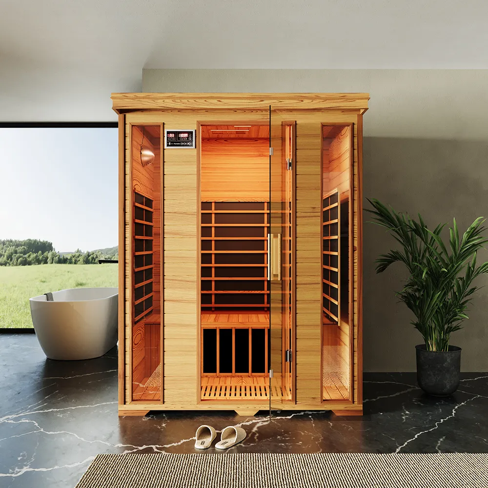 Sauna ad infrarossi 125x156 cm H188 in legno di cedro con radio integrata | Helsinki Sauna ad infrarossi 125x156 cm H188 in legno di cedro con radio integrata | Helsinki