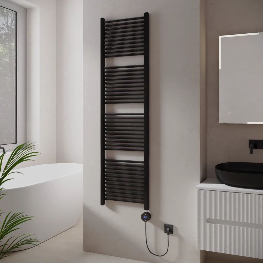 Termoarredo scaldasalviette elettrico 1800x500 nero con termostato digitale | Antares