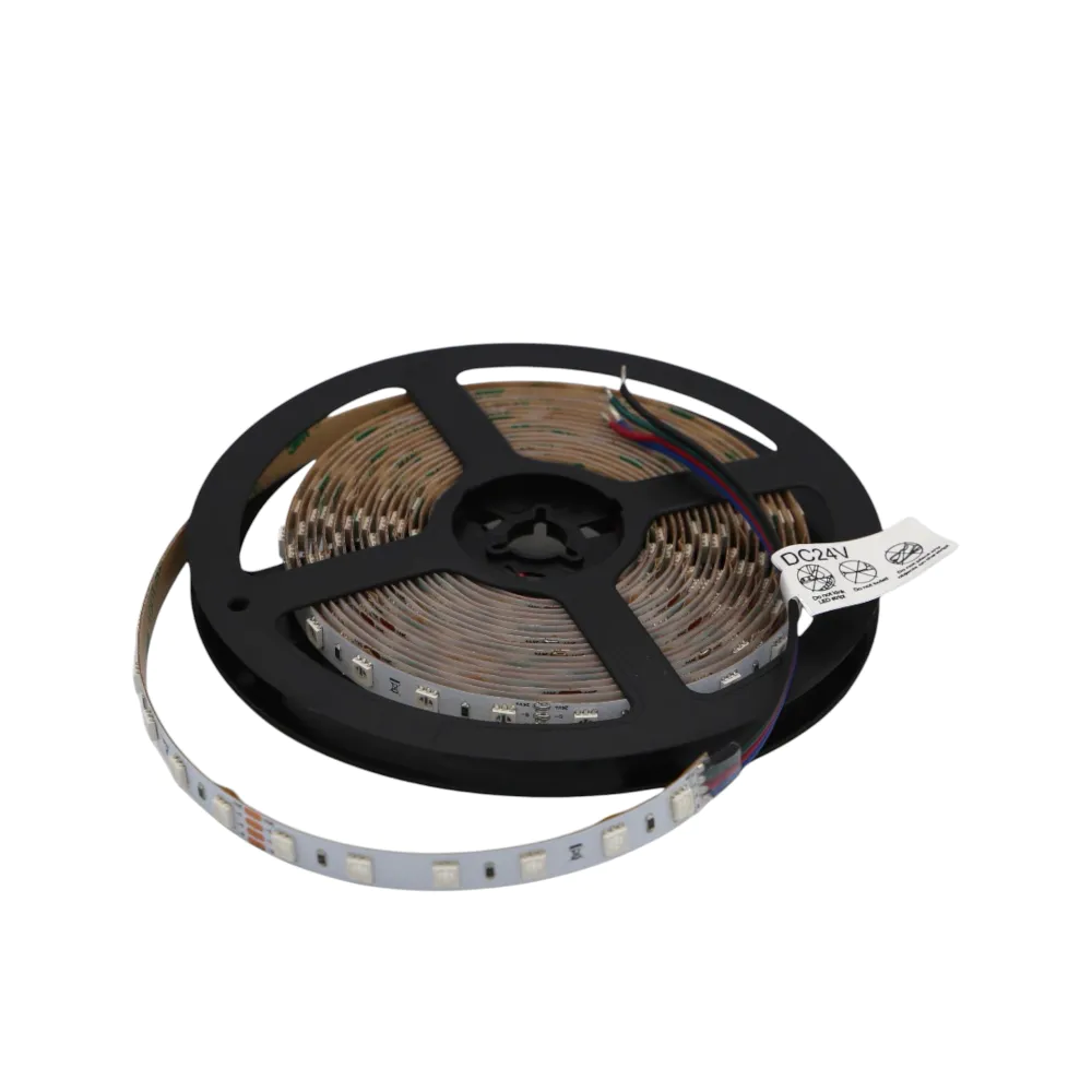 Striscia LED SMD RGB 24V 5m tagliabile ogni 10cm 16W/m multicolore