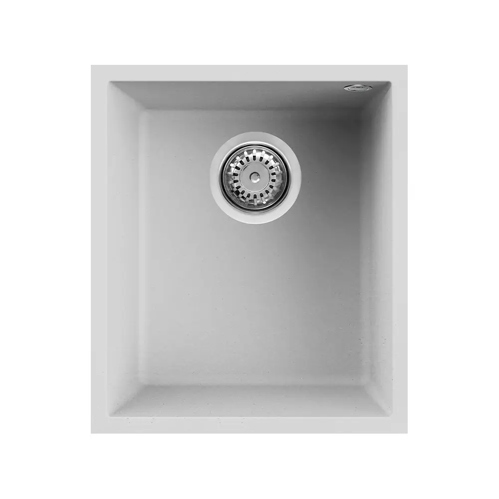 Elleci lavello da cucina 1 vasca 38x44cm in granitek bianco installazione sottotop | Quadra 100 Elleci lavello da cucina 1 vasca 38x44cm in granitek bianco installazione sottotop | Quadra 100