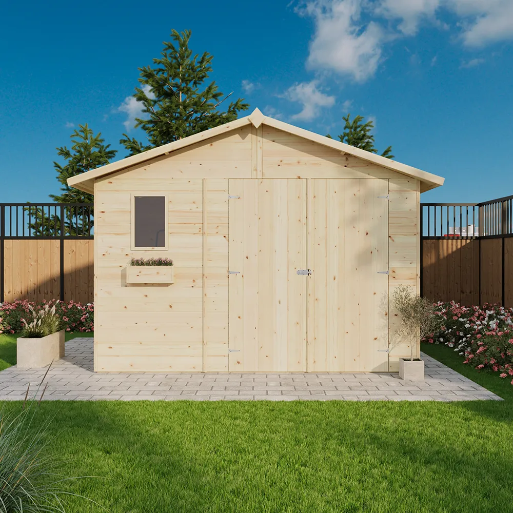Casetta da giardino in legno massello 329x221cm porta doppia e finestra - 5,72 metri quadri Casetta da giardino in legno massello 329x221cm porta doppia e finestra - 5,72 metri quadri