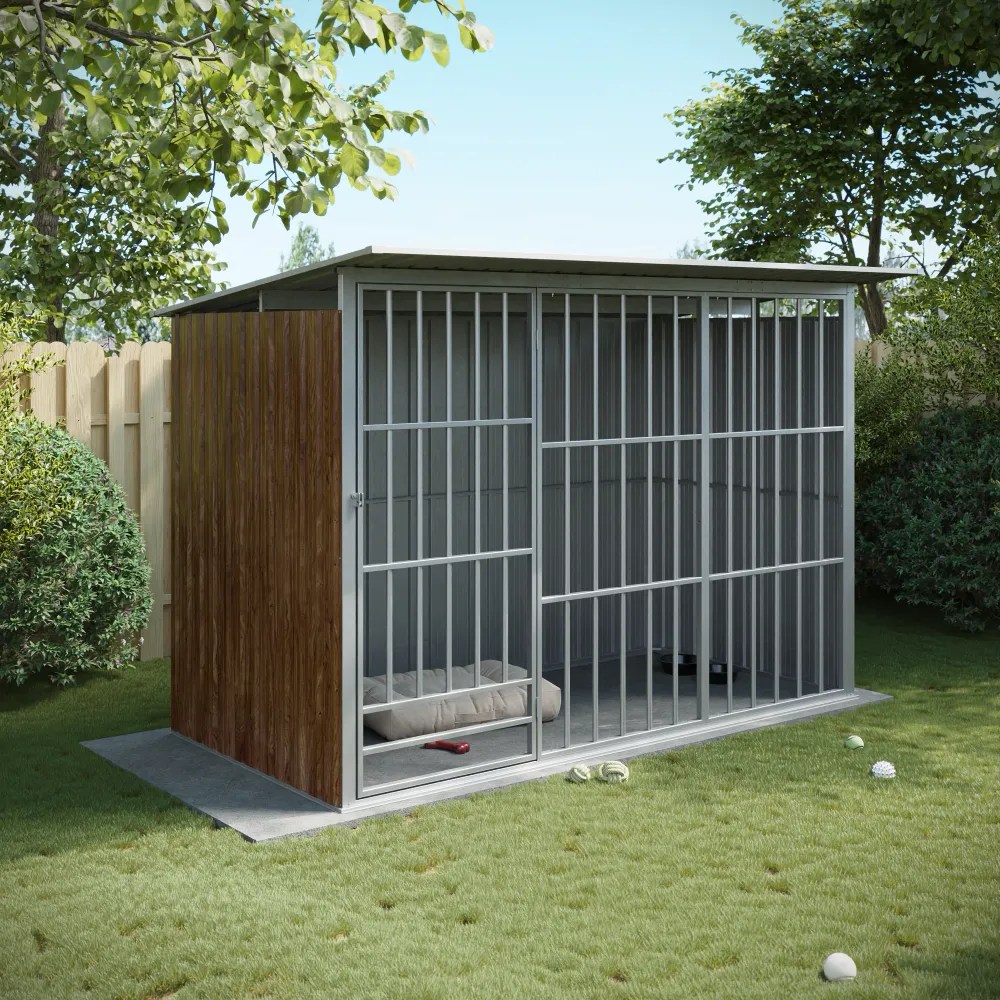 Box per cani in acciaio zincato 270x161x182cm effetto legno Box per cani in acciaio zincato 270x161x182cm effetto legno