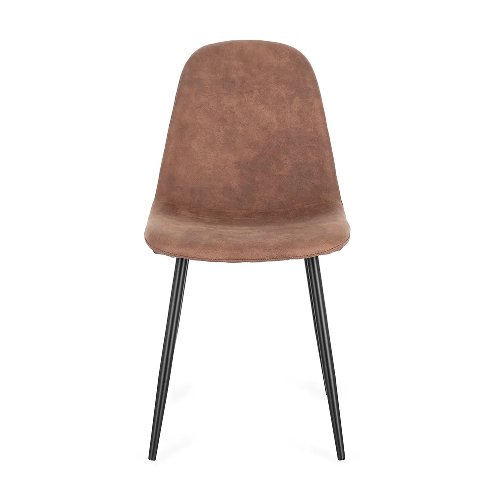 Set 4 sedie seduta effetto microfibra cognac e gambe in acciaio nero | New Irelia Set 4 sedie seduta effetto microfibra cognac e gambe in acciaio nero | New Irelia