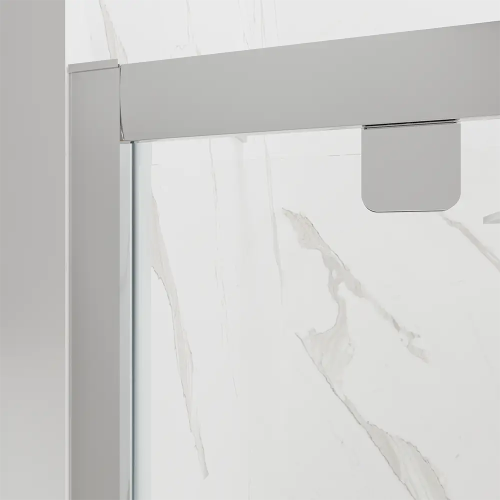 Dettaglio profili in alluminio cromato nicchia doccia a battente mod. Apulia Dettaglio profili in alluminio cromato nicchia doccia a battente mod. Apulia