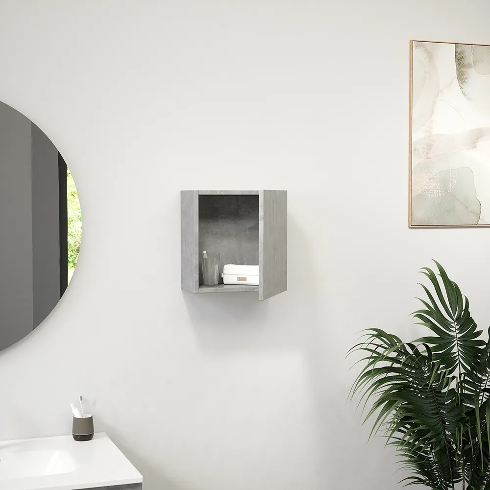 Pensile bagno sospeso con anta 33x36 cm effetto cemento chiaro | Yili Pensile bagno sospeso con anta 33x36 cm effetto cemento chiaro | Yili